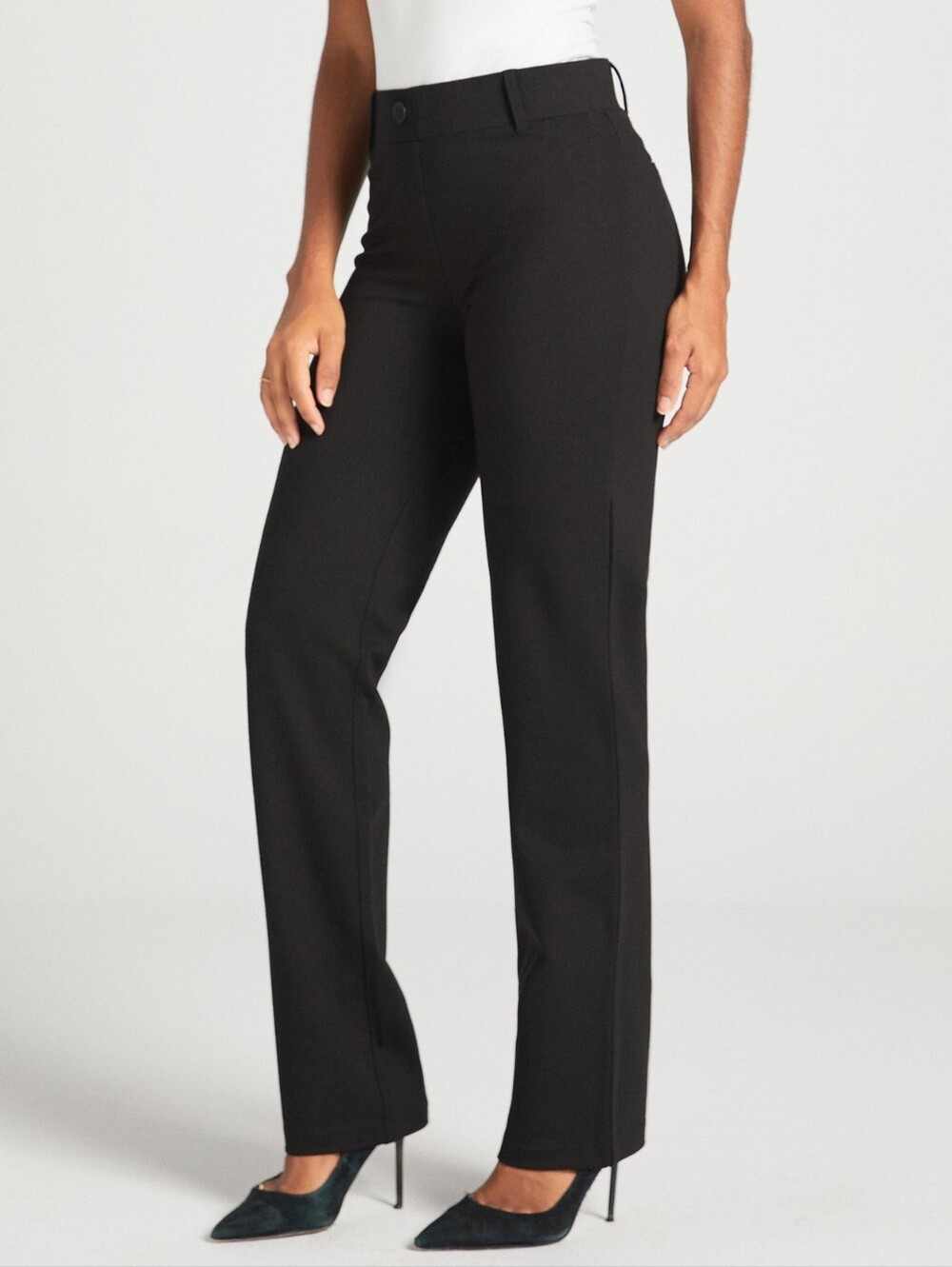 Betabrand Classic Dress Pant Yoga Pants Black Straight Leg Stretch Size M